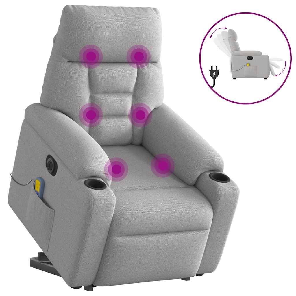 Fauteuil inclinable de massage | Fauteuil de relaxation | Chaise de relaxation électrique gris nuage tissu CFW793213 - 2