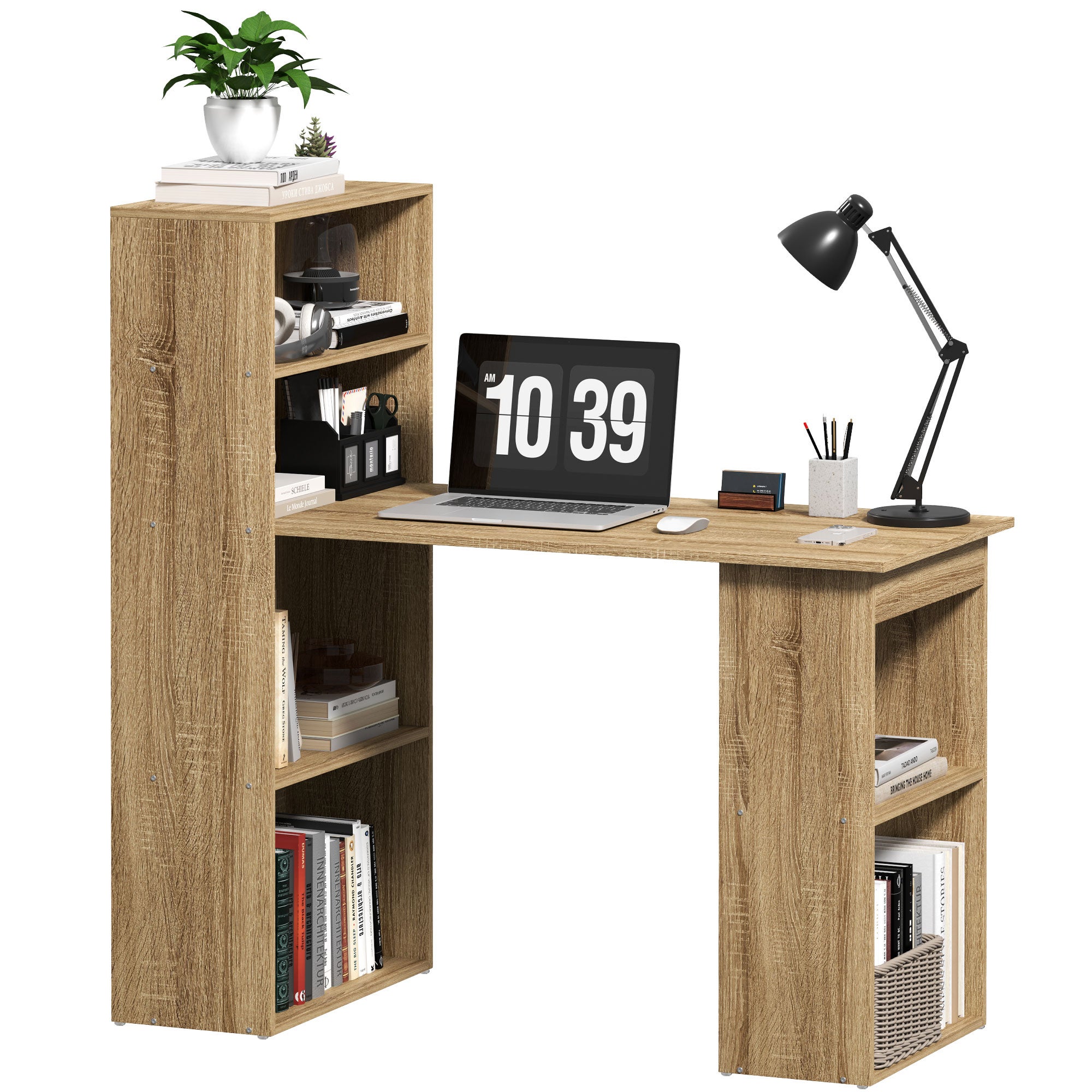 Bureau d'ordinateur avec étagère de rangement, style scandinave ...