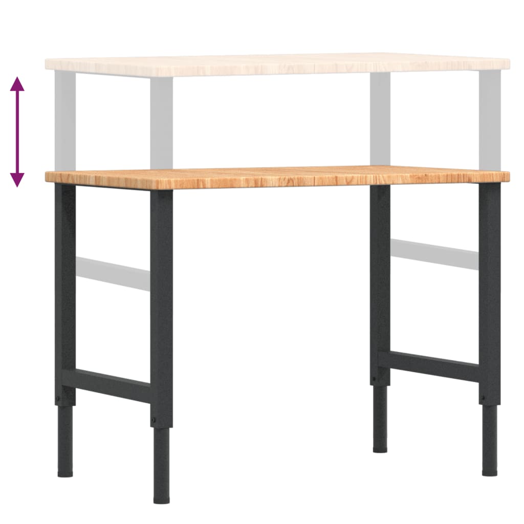 Banco de trabajo rectangular de madera maciza, 100 × 60 × (71,5-98) cm - 9
