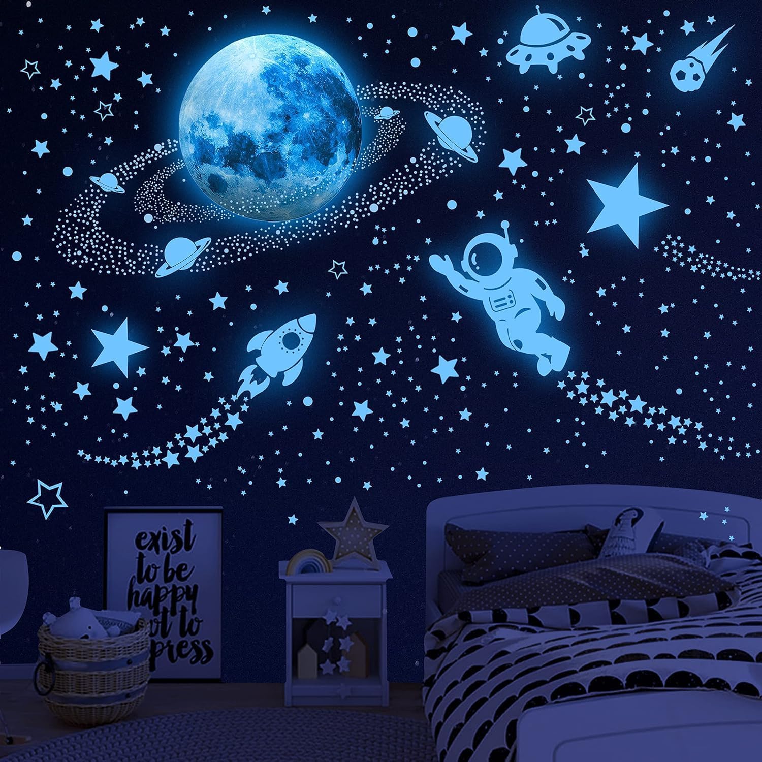 Lntyq Autocollants Planètes Phosphorescentes Etoiles Phosphorescentes Plafond Solaire Galaxie Fluorescente Lumineuse Stickers Muraux Decoration Pour Bebe Enfants Fille Garcon Chambres 85656981