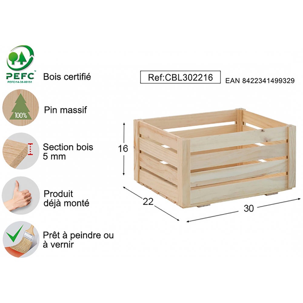 Caisse de rangement en pin massif Home box Moyenne Astigarraga - 3