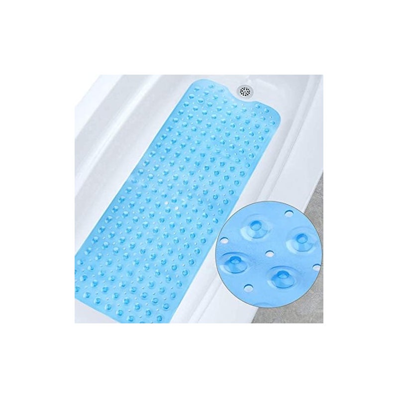 Mata łazienkowa antypoślizgowa, do skóry wrażliwej, 100x40 cm, mocowana na stałe. Mata łazienkowa antypoślizgowa bez BPA (niebieska)