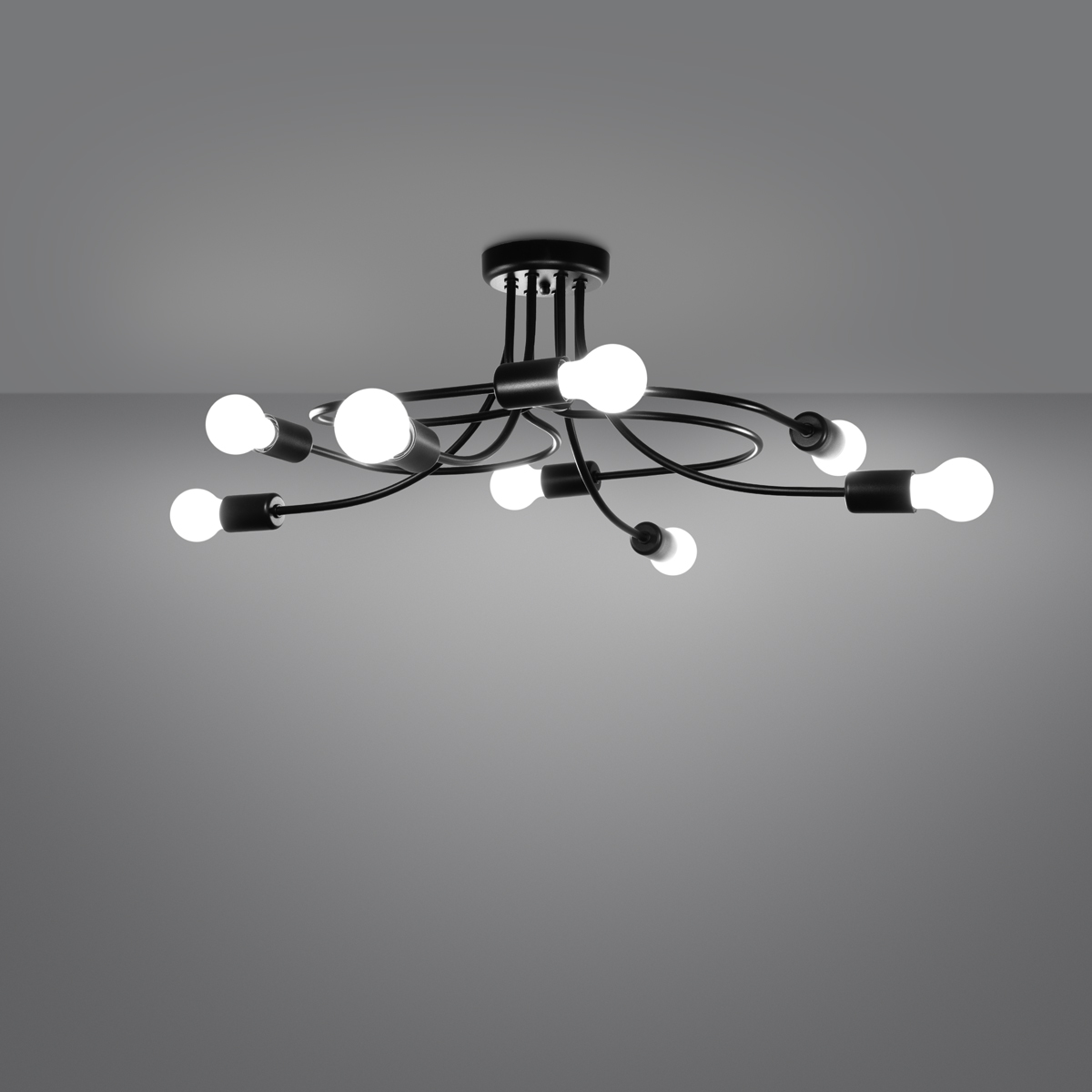Żyrandol VARILEX 8 czarny LED 3000K - 58x58x28cm Sollux