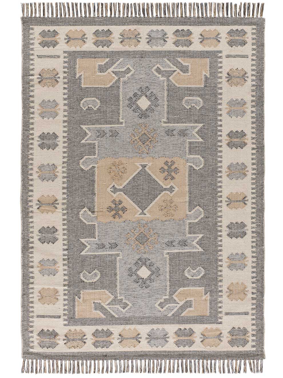 Alfombra Tejido Plano Beige 240 Cm X 170 Cm Rizin Diseño De La Tela