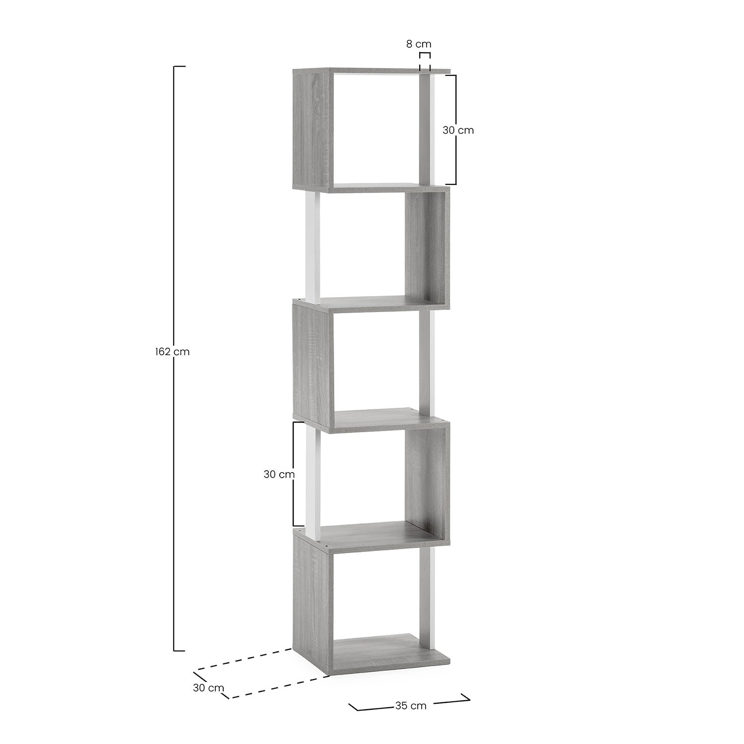 Estantería Maldivas 5 huecos color Roble/Blanco - 5