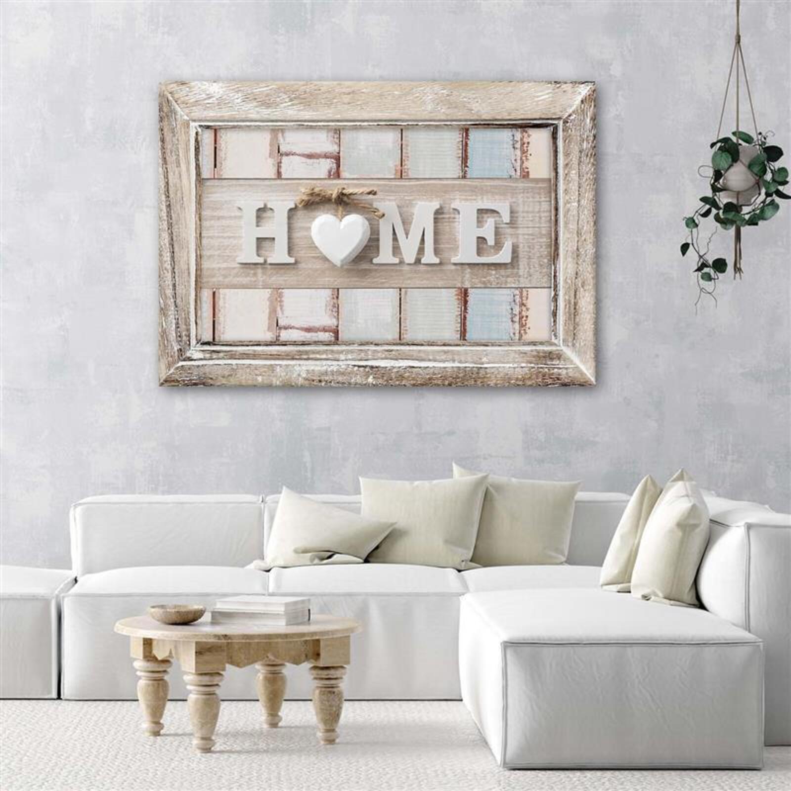 Tableau bois inscription maison au coeur d'une ossature bois shabby chic - 120 x 80 cm - 3