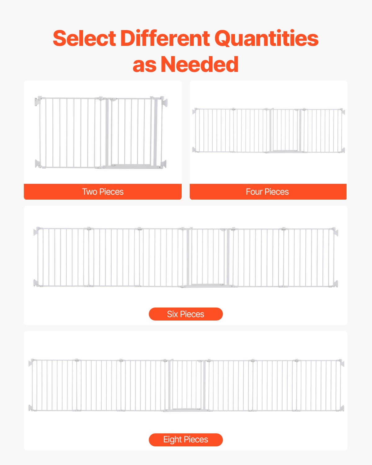 Barrière Sécurité,VEVOR 487,7 cm Largeur,71,1 cm Hauteur,Barrière Pliable à 8 Panneaux,Clôture pour Chiens et Animaux,Ouverture à Une Main,Blanc - 3