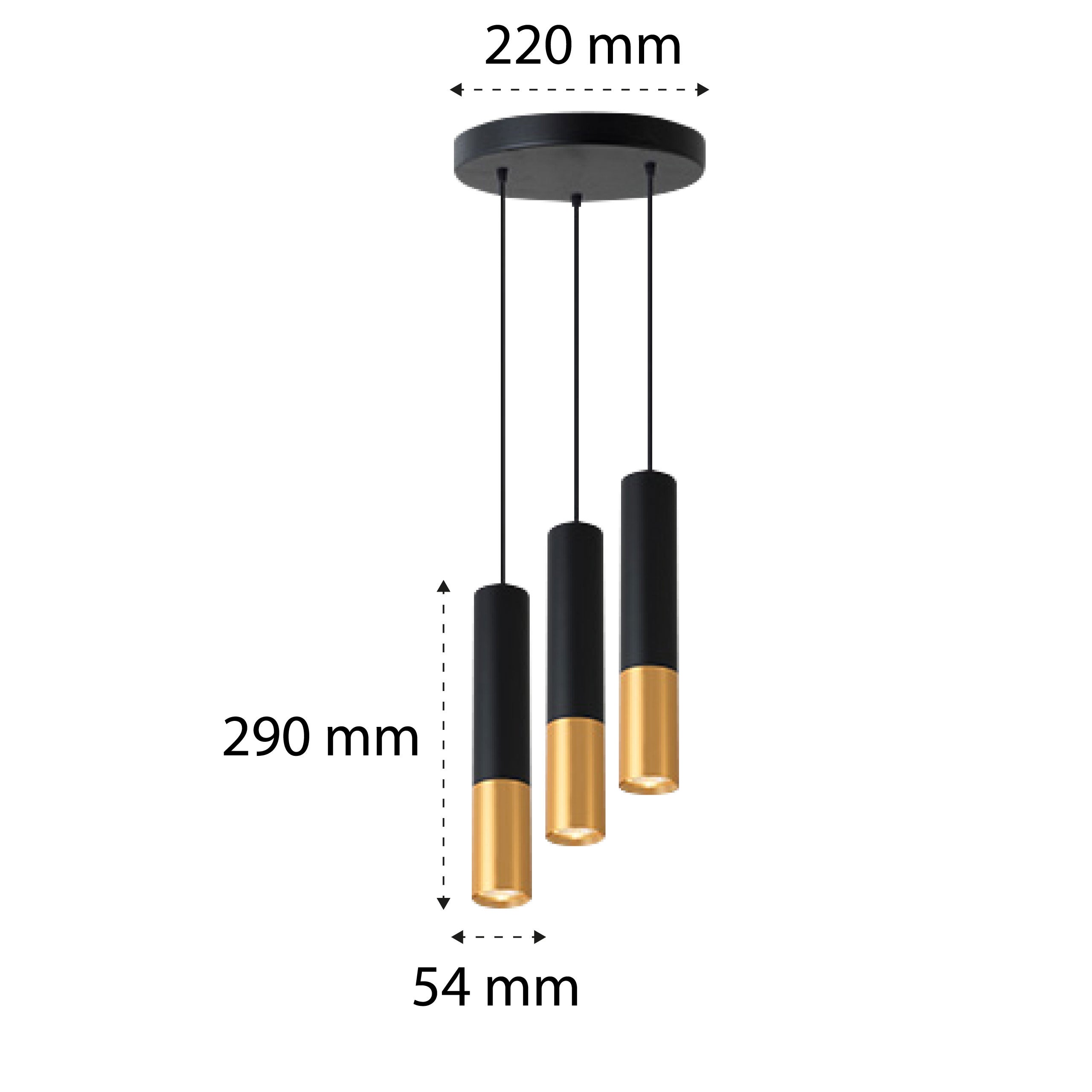 Lampa wisząca Keon LED GU10 3-punktowa 131 cm IP20 sufitowa okrągła czarna złota MasterLED - 2