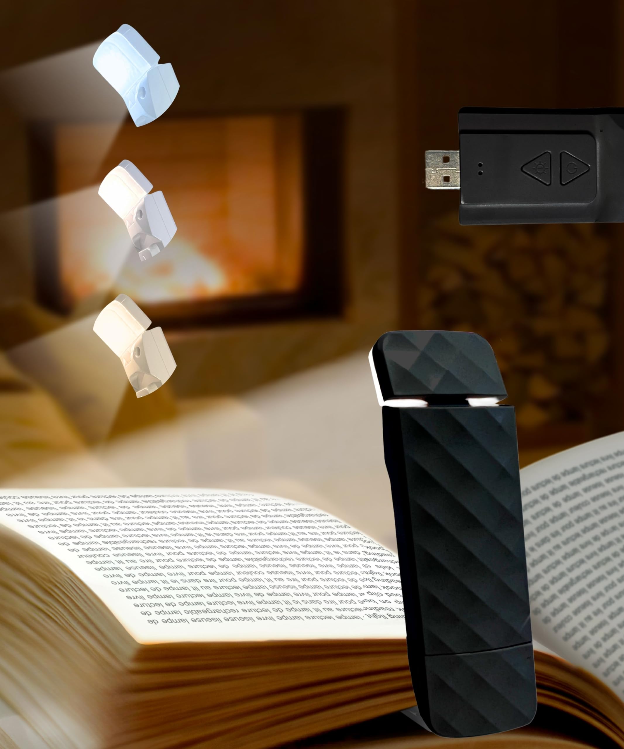 Lampa do czytania, czarna, 5 diod LED, 3 tryby kolorów, ładowana przez USB, pomysł na prezent świąteczny, czytnik do czytania w łóżku, 80 godzin pracy