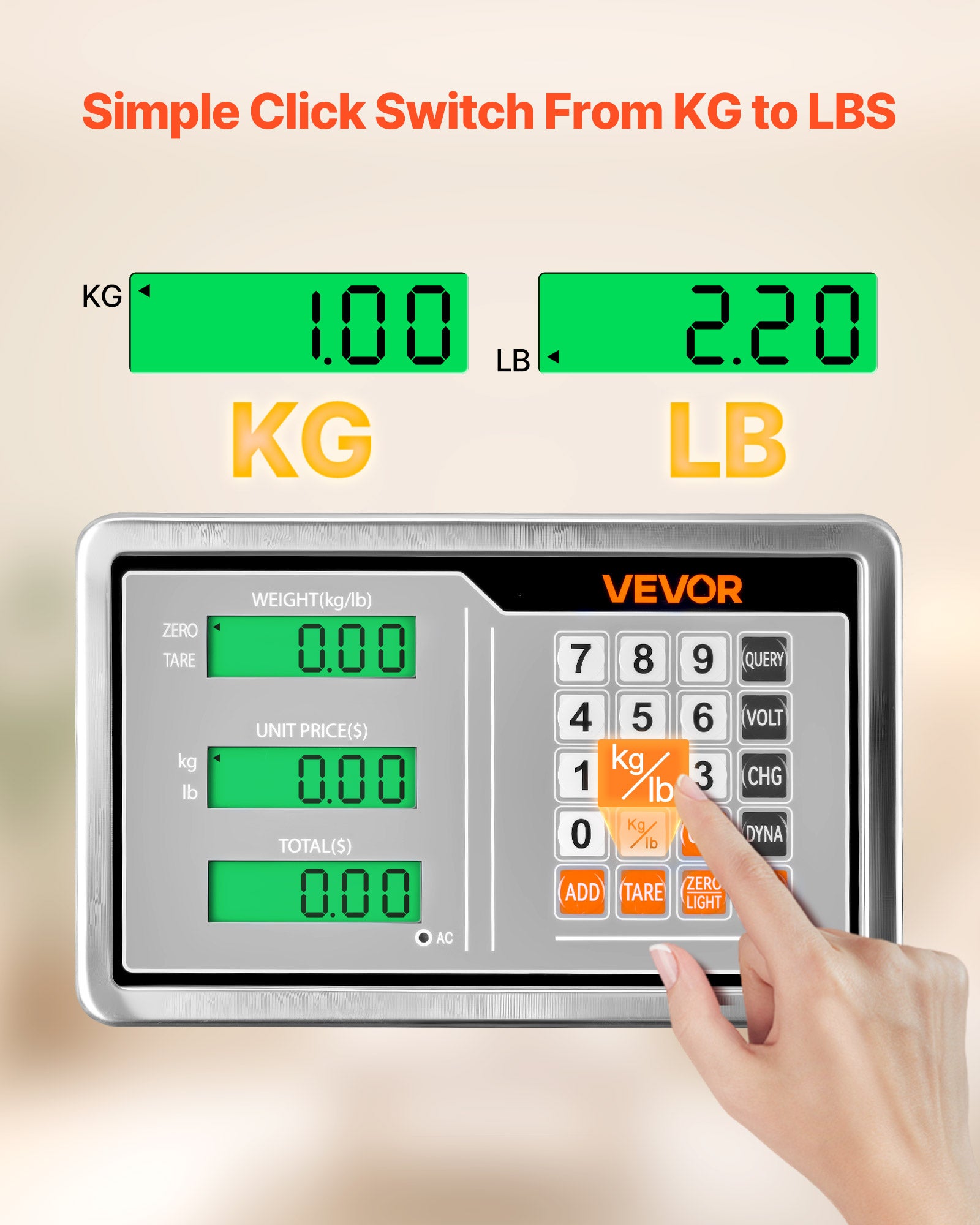 Balance Plateforme Professionnelle VEVOR 300 kg, Haute Précision 50 g, Fonction Tare, Alimentation CA/CC, Balance Expédition pour Bagages Colis - 3