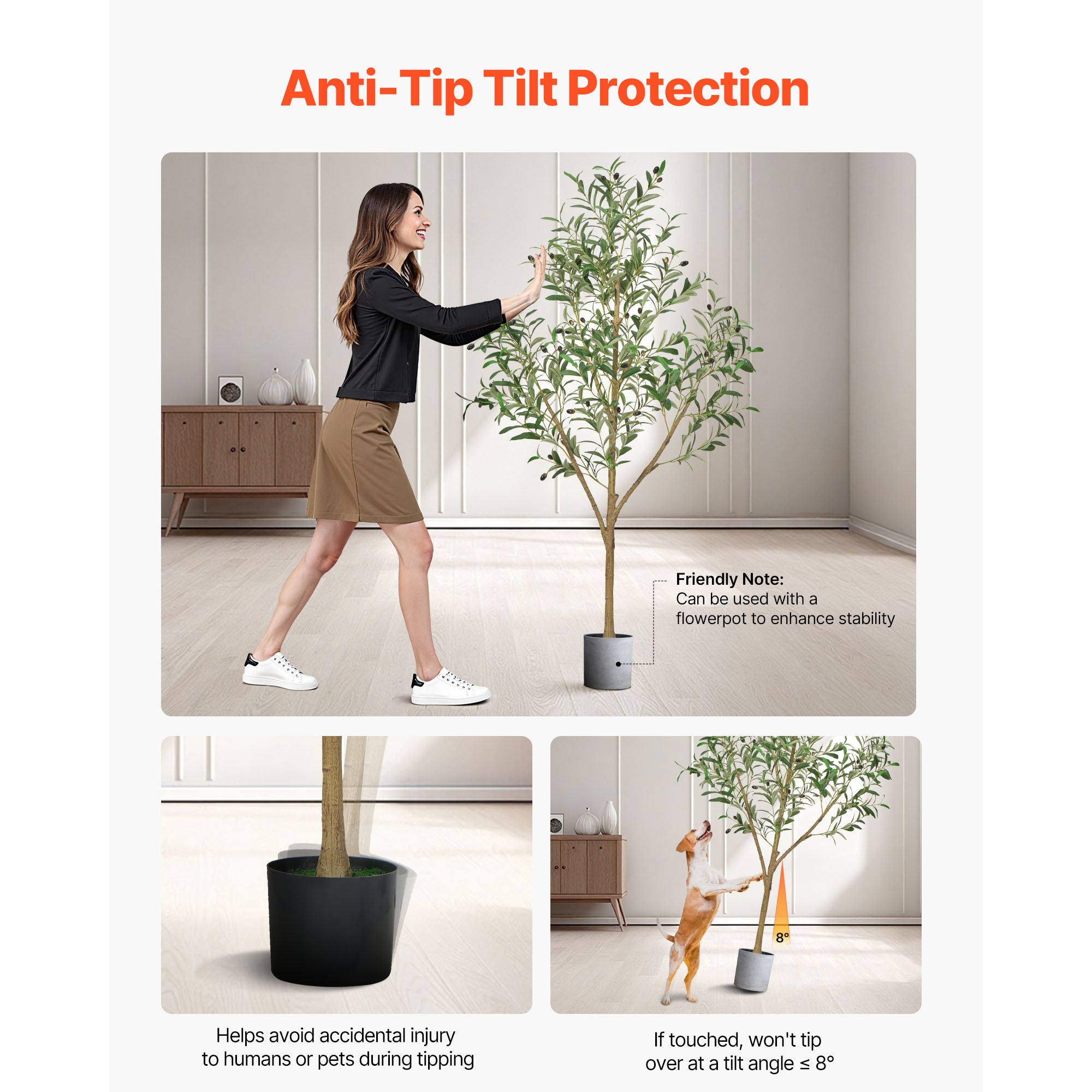 Pianta Artificiale Decorativa 1,5 m SucceBuy, Albero in PE con Vaso Nero, Tronco e Fogliame Realistici, Ideale per Ufficio, Soggiorno, Camera, Casa - 5