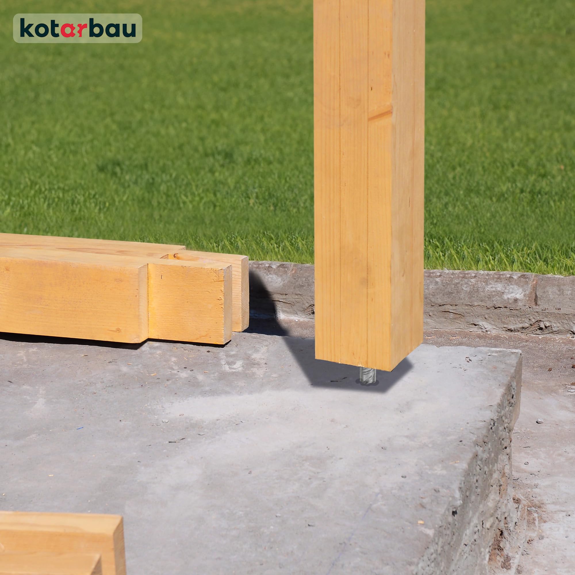 2 soportes para postes de 80x80mm de acero galvanizado en caliente para postes de madera, anclaje de hormigón para postes, zapata para postes KOTARBAU - 7