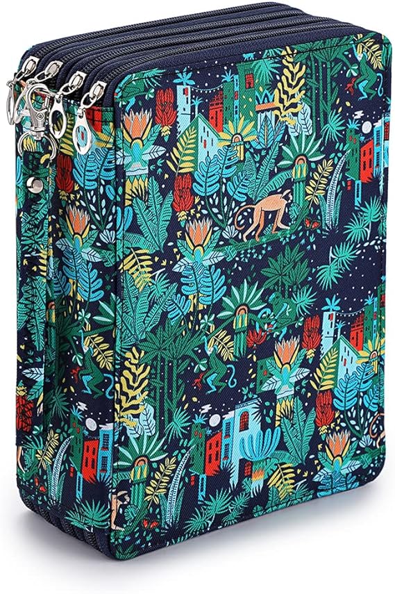 200 trous trousse crayons couleurs – étui crayons – dessinateur pro/amateur – édition forêt des singes