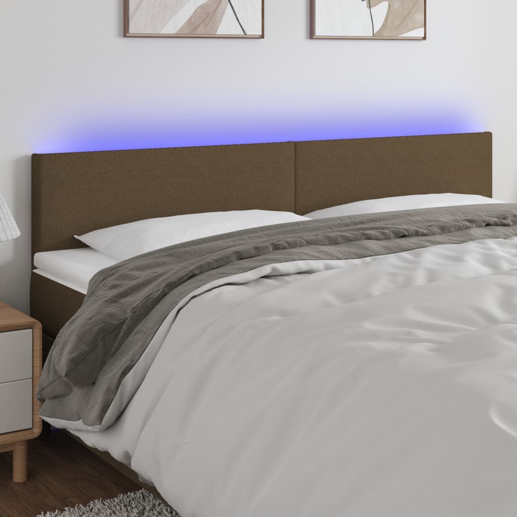 Tête de lit LED marron foncé 180 x 5 x 78/88 cm en tissu - COMFORTXL ...
