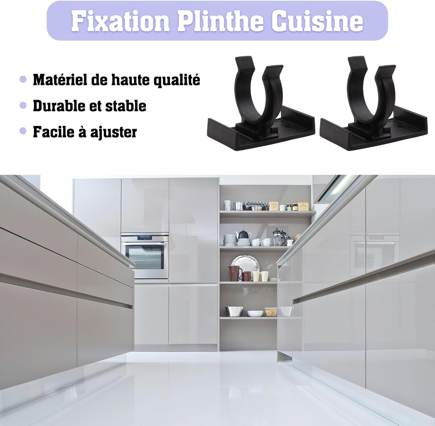 Lot 10 clips fixation bases cuisine, support solide pour meubles, tables, lits, facile à installer - 4