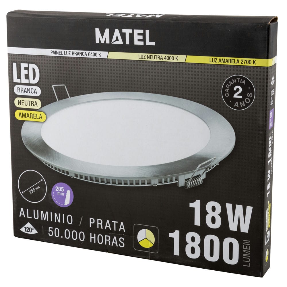 Downlight led matel tricolor 18w redondo plata - 2
