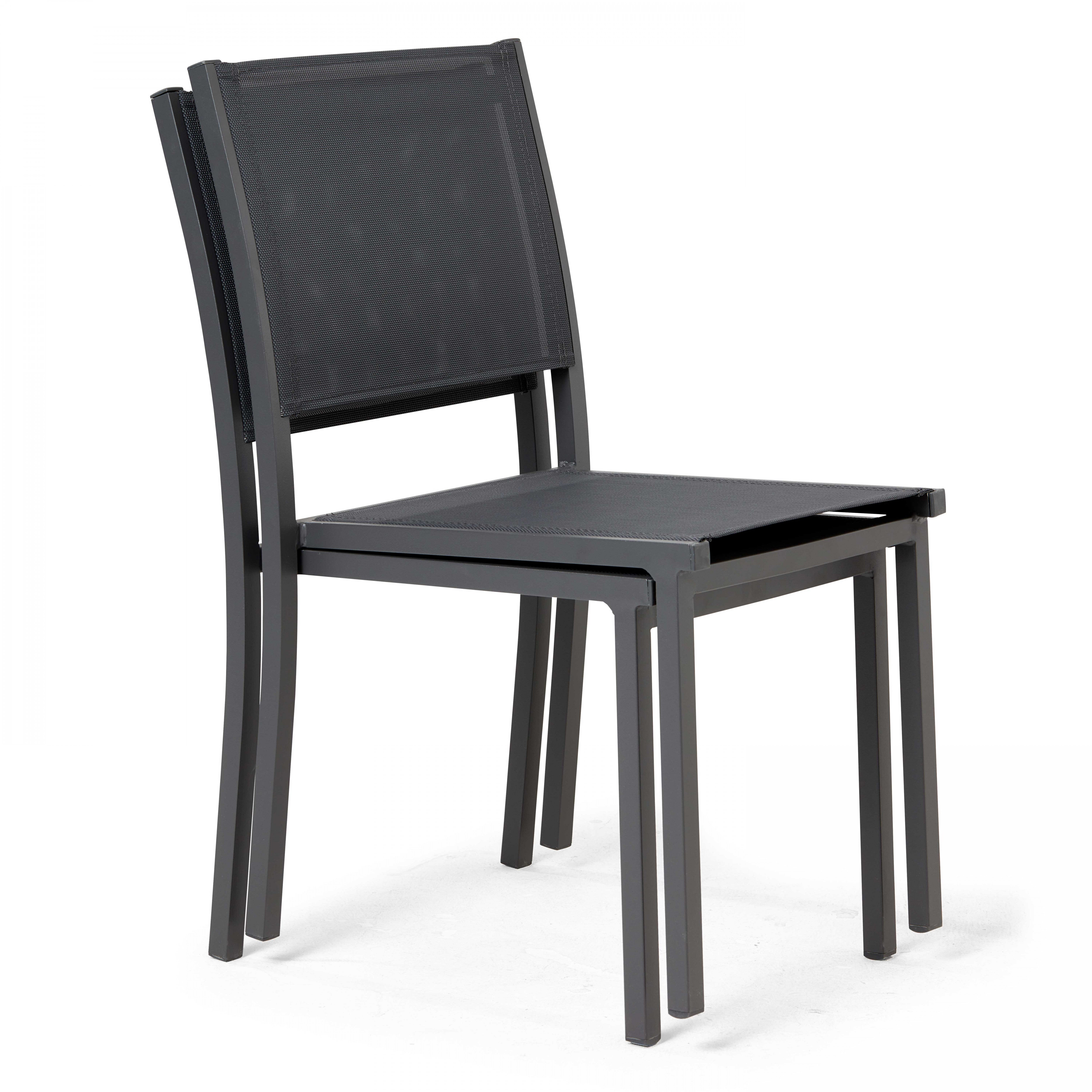 Salon de jardin 10 places, 8 chaises et 2 fauteuils en aluminium - 9