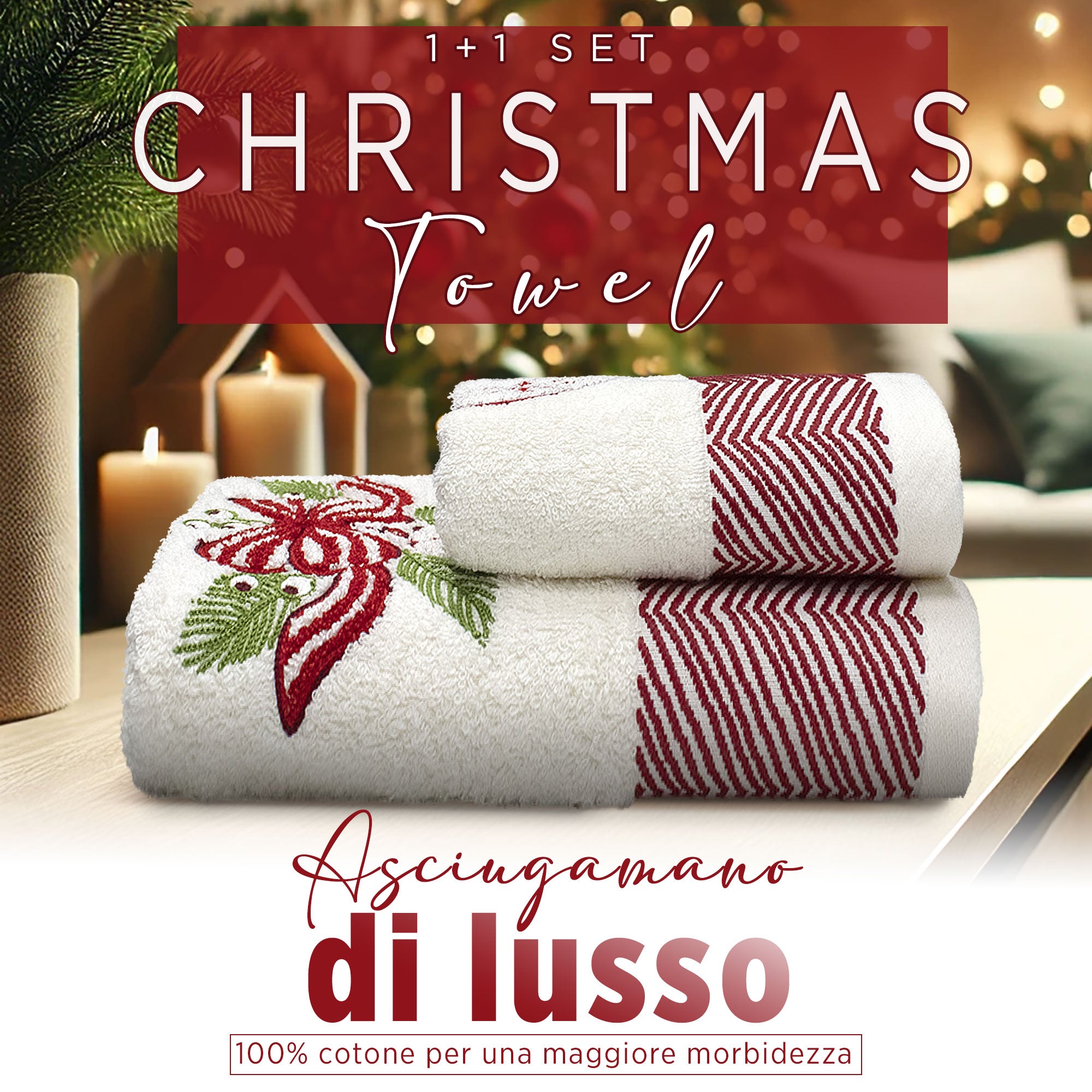 Set 3 Asciugamani Natalizi Decorativi – Morbidi E Ricamati, 32x45 Cm, Per Ospiti