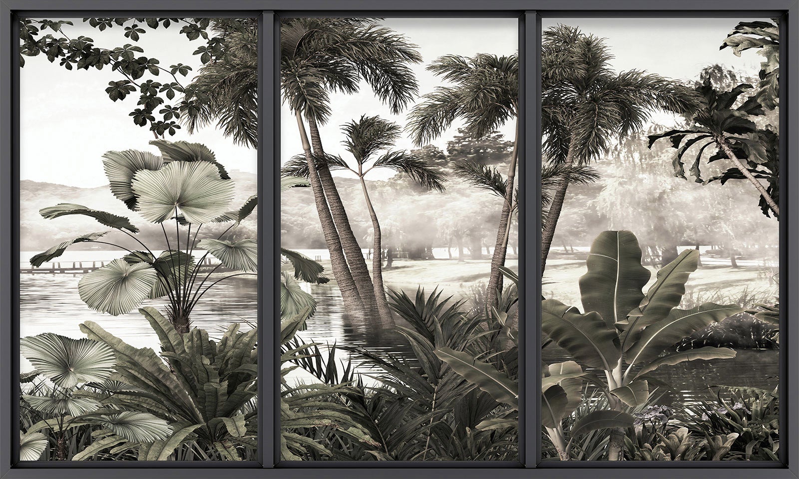 Papier peint panoramique Trompe l'oeil baie vitrée - Jungle - Largeur 260 cm x Hauteur 156 cm - 2