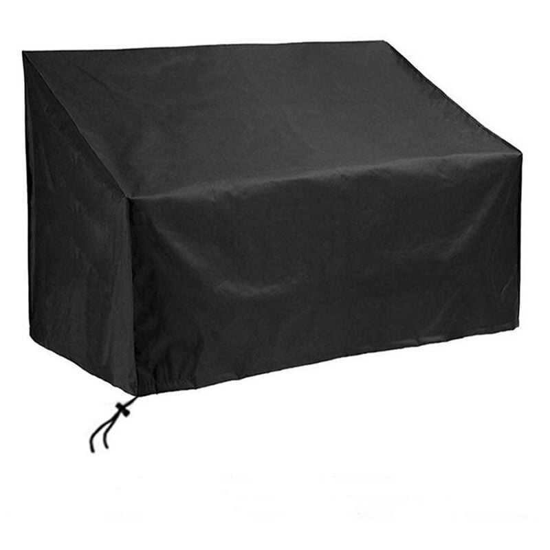 Czarny pokrowiec na trzyosobową ławkę ogrodową, wodoodporny pokrowiec na ławkę zewnętrzną, tkanina Oxford 210D (69 x 49 x 155 cm)