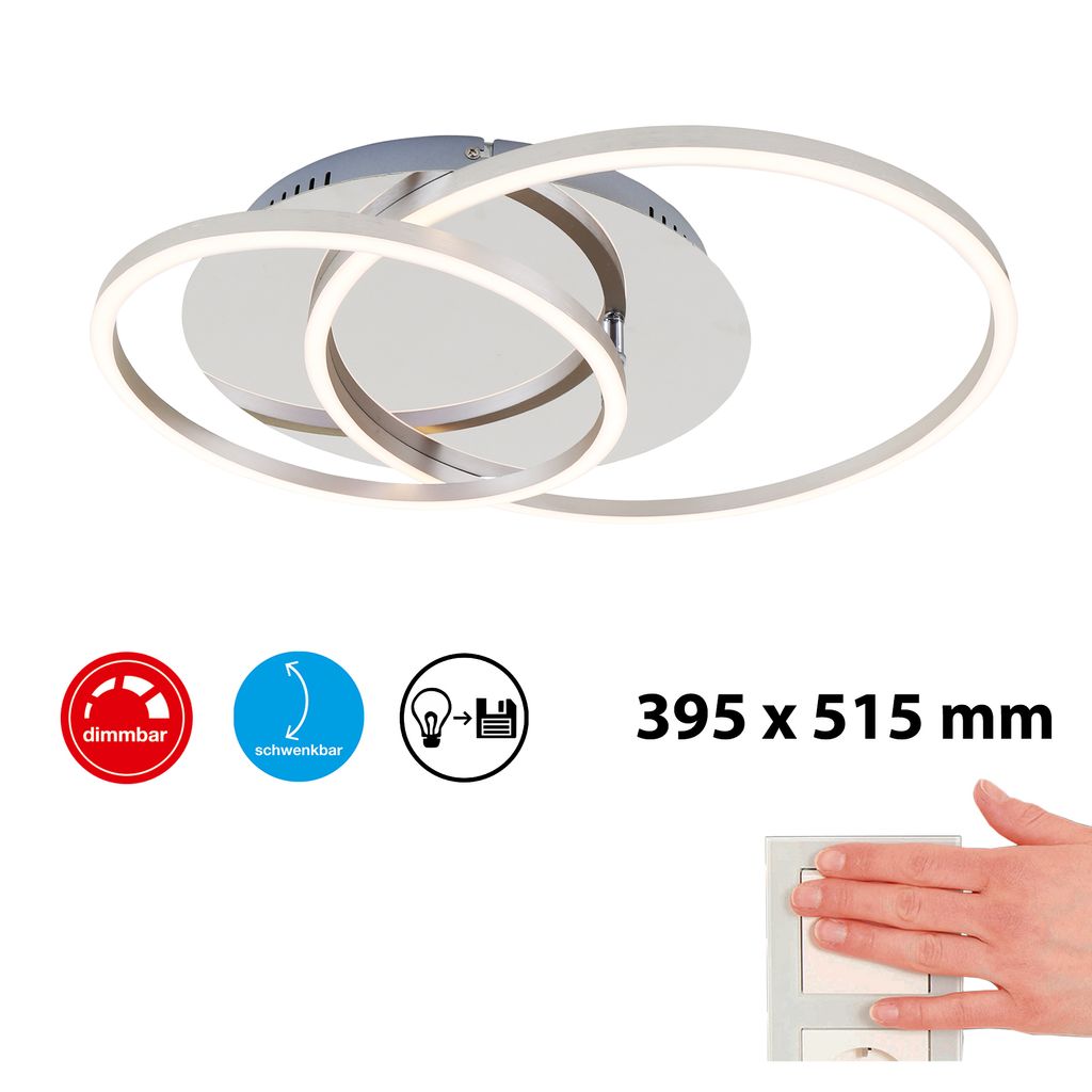 Plafonnier LED BRILONER LEUCHTEN FRAME, 40 W, 3200 lm, IP20, chrome-alu, métal-plastique, intensité lumineuse variable, 51,5 x 39,5 x 8 cm - 7