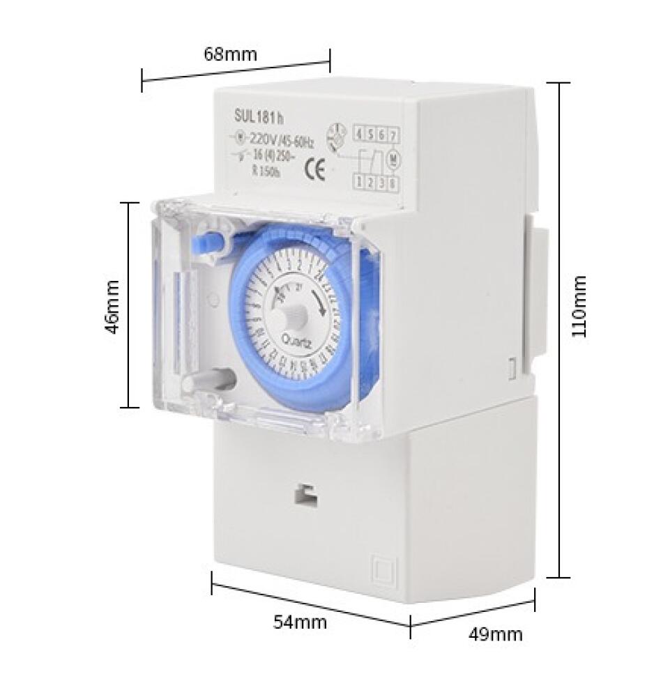Temporizador mecânico à prova d'água AC230V, relógio programável de 24 horas para aquecedor de água elétrico - 2