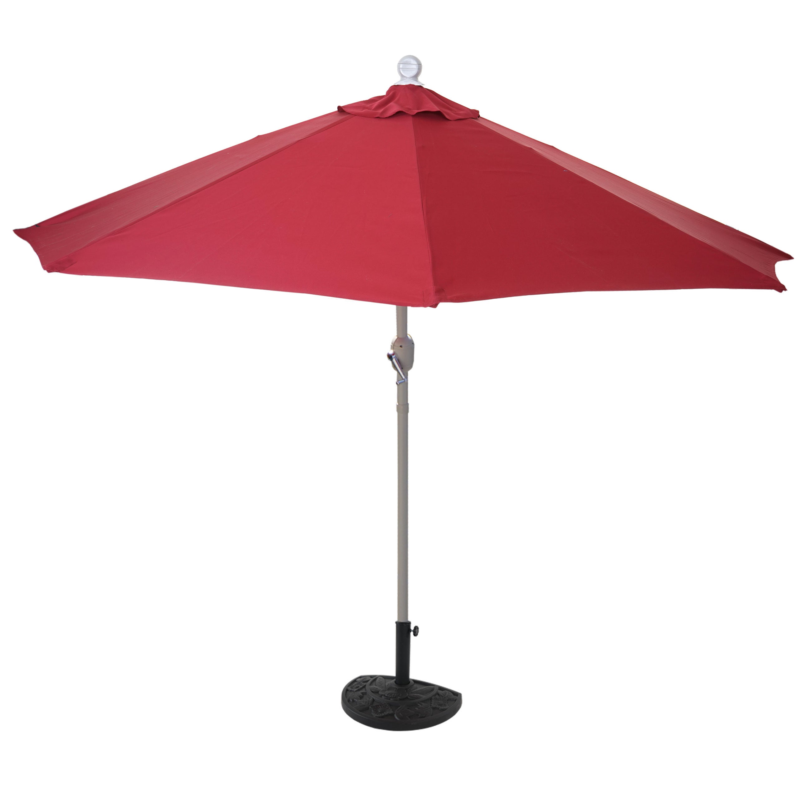 Parasol półokrągły Parla, parasol balkonowy, UV 50+ poliester/aluminium 3 kg ~ 270 cm bordowy z podstawą