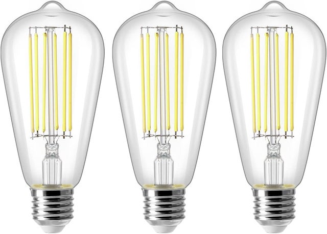 Bombilla LED ST64 E27 de 8W - Bombilla Edison vintage, blanco frío 6500K, equivalente a 80W, iluminación decorativa, paquete de 3