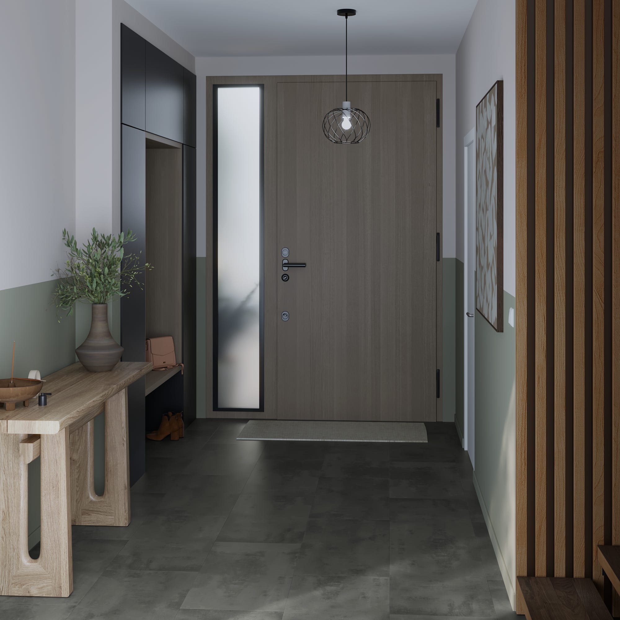 ARTENS - Sol PVC - Dalles PVC à clipser SEREN - INTENSO EXTREM - Effet pierre - Gris foncé - Dimensions L.91,44 cm x l.45,72 cm - Epaisseur 5,5 mm - - 4