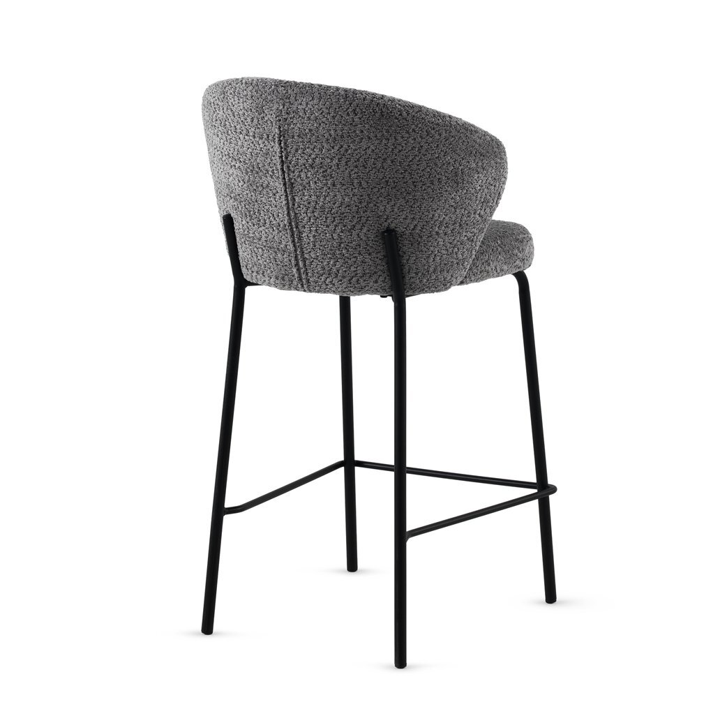 Pack de 2 taburetes tapizados en chenilla color gris oscuro - 7