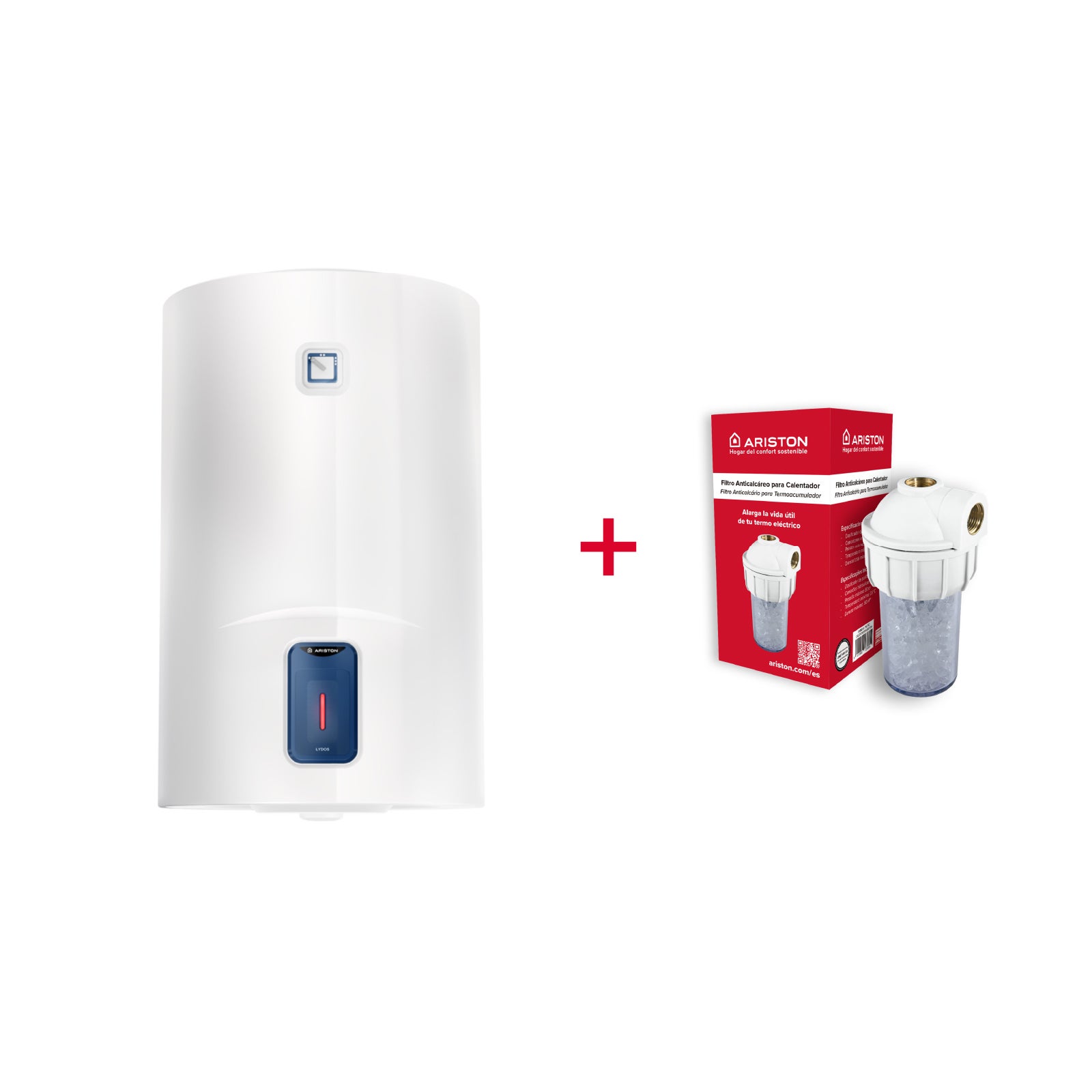 Ariston Thermo Group Termo Eléctrico, Ariston, Lydos R 50 Litros + Filtro Antical, Vertical Blanco , Leroy Merlin