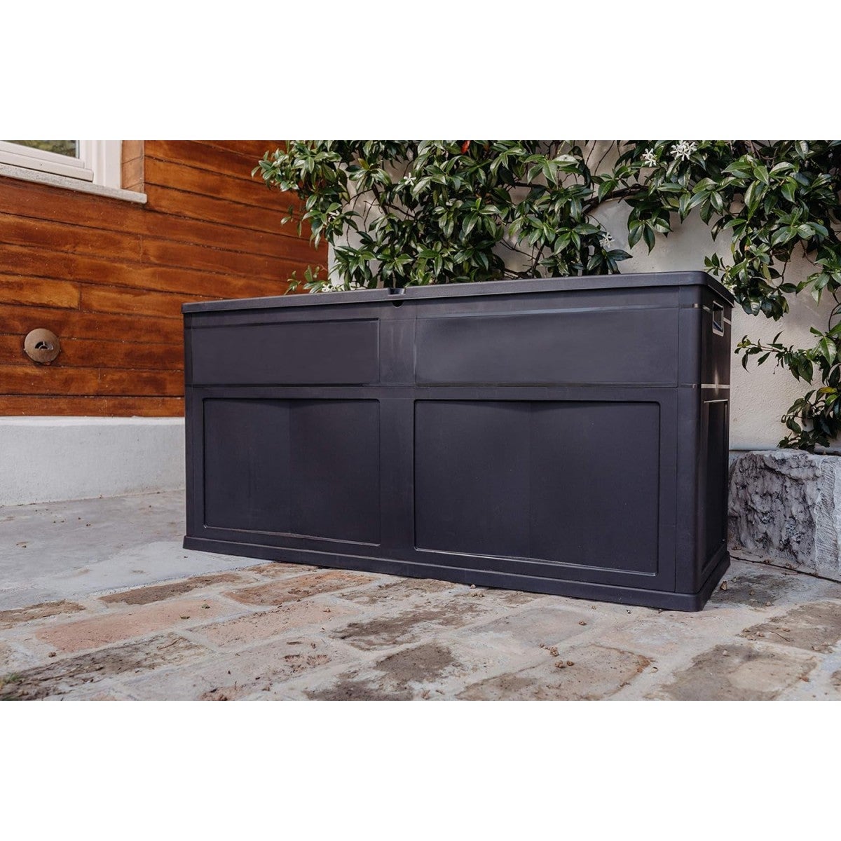 Coffre de Jardin en résine 320 Litres NOIR 119 X 46 X 60 cm Protection Anti UV TOOMAX - 6