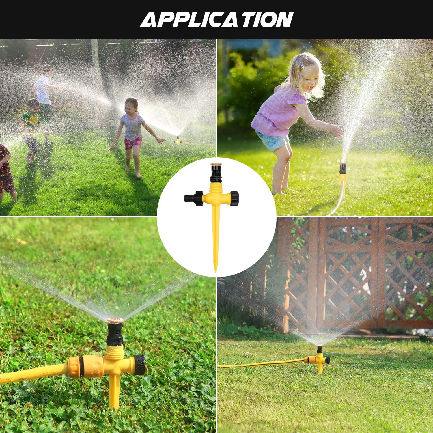 (Jaune) 4 Pièces Arroseurs de Jardin, Arroseurs Automatiques à Rotation à 360°, Système d'Arrosage Réglable pour Pelouse, Plantes, Légumes, Fleurs - 5
