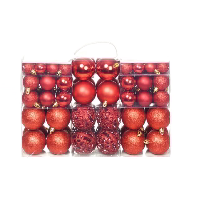 Ensemble de boules de Noël 100 pcs 3/4/6 cm Rouge vidaXL