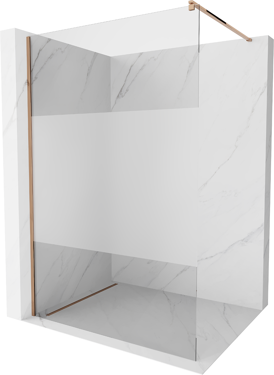 Mexen Kioto ścianka prysznicowa Walk-in 110 x 200 cm, transparent/szron 8 mm, różowe złoto - 800-110-101-60-35