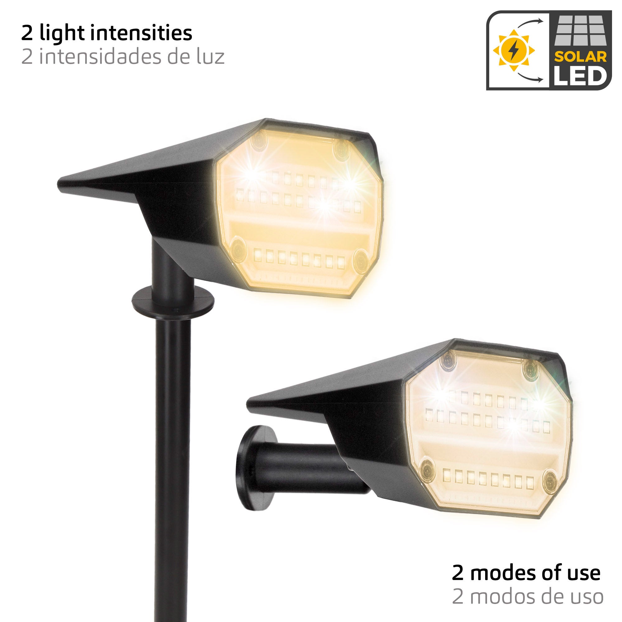 Aktive Conjunto de 6 balizas solares LED de luz quente com 2 intensidades de 5 a 10 lúmens - 2