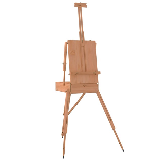 COSTWAY Cavalletto Regolabile Treppiede con Cassetto, Professionale Multiuso per Dipingere e Disegnare, in Legno di Faggio, Altezza Regolabile, 71x114x180cm