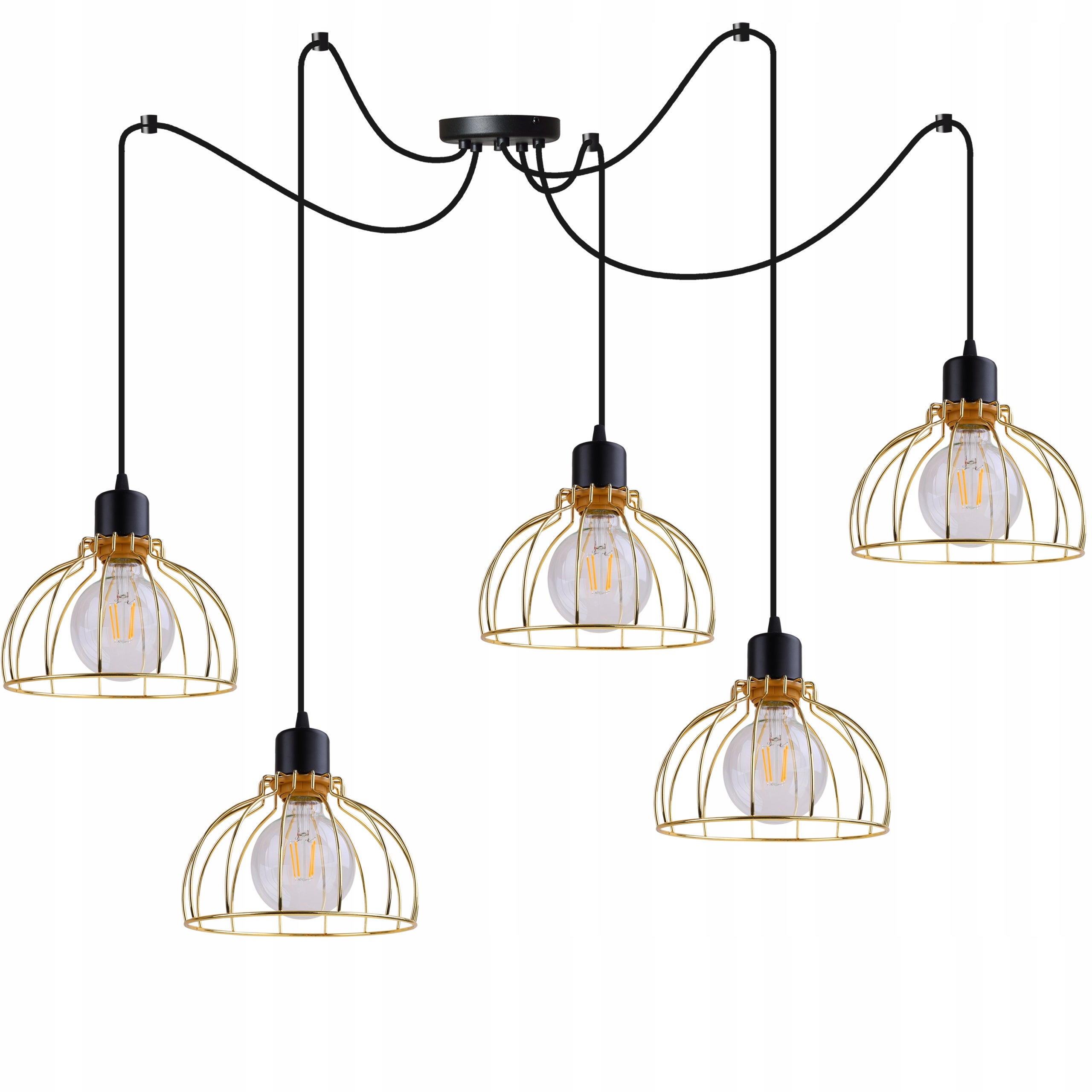Lampa sufitowa wisząca Spider Mobi moden 5xE27 abażur druciak złoty Light Home LH