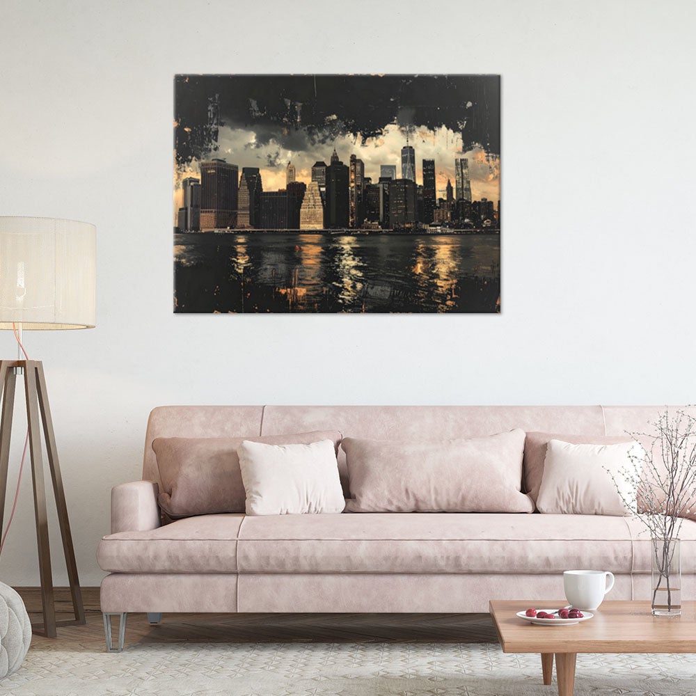 Obraz do salonu biura, Nowy Jork Skyline miasto w stylu retro vintage 90x60 - 2