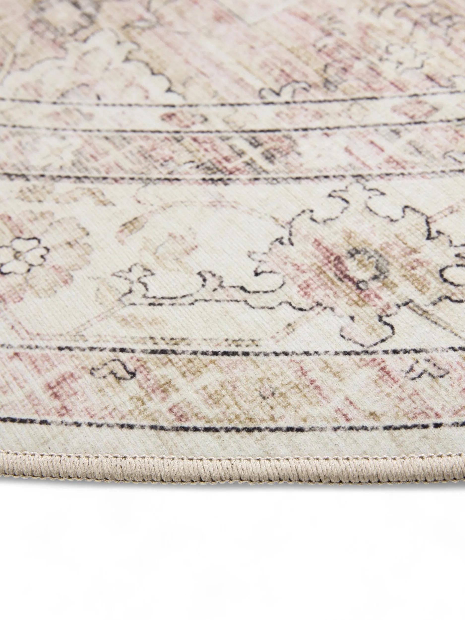 BENUTA - Tapis lavable George rose/beige ø 120 cm rond - 5