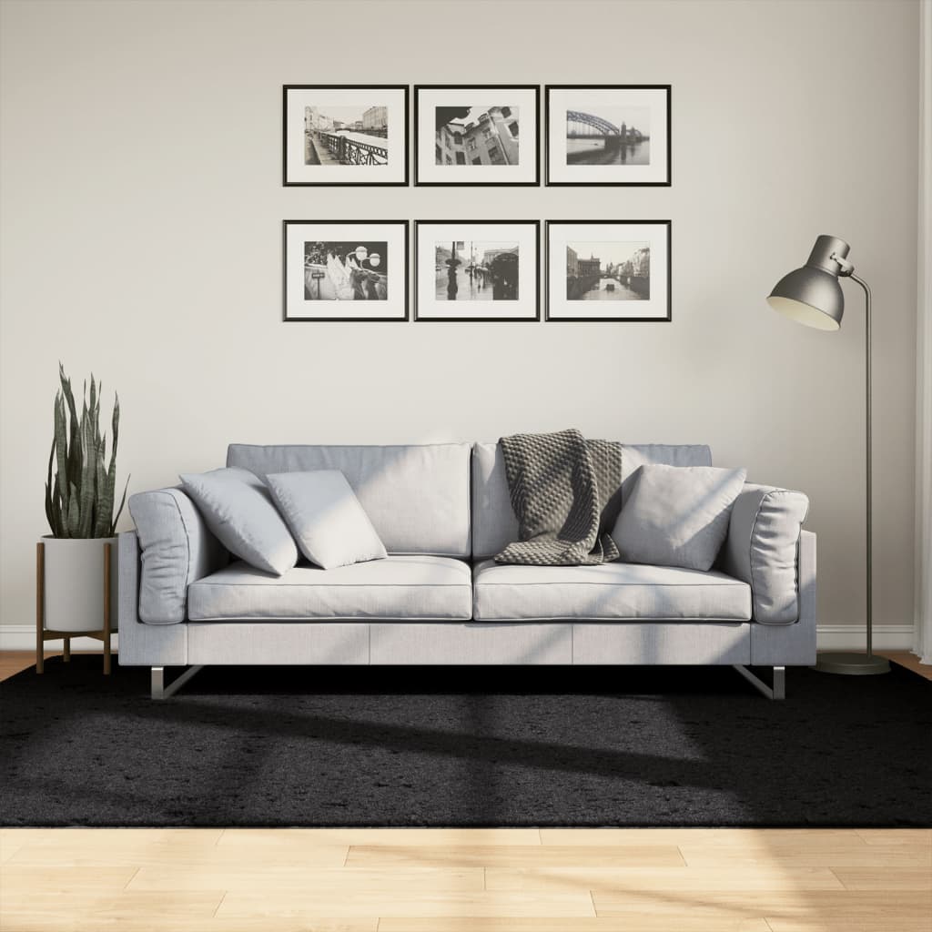 Dywan OVIEDO z krótkim włosiem, czarny, 160x230 cm vidaXL