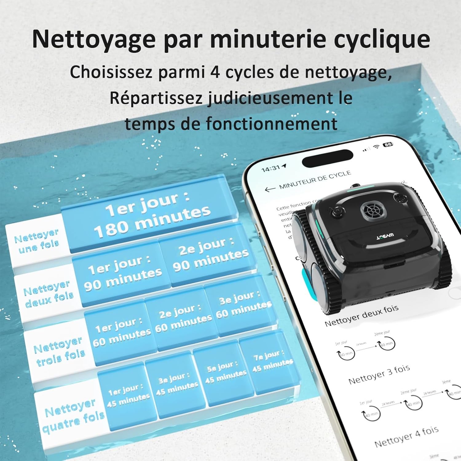 Robot de Piscine Sans Fil WYBOT C2 Vision avec Smart Vision, Navigation Intelligente, 8 Modes de Nettoyage, batterie longue durée - 7