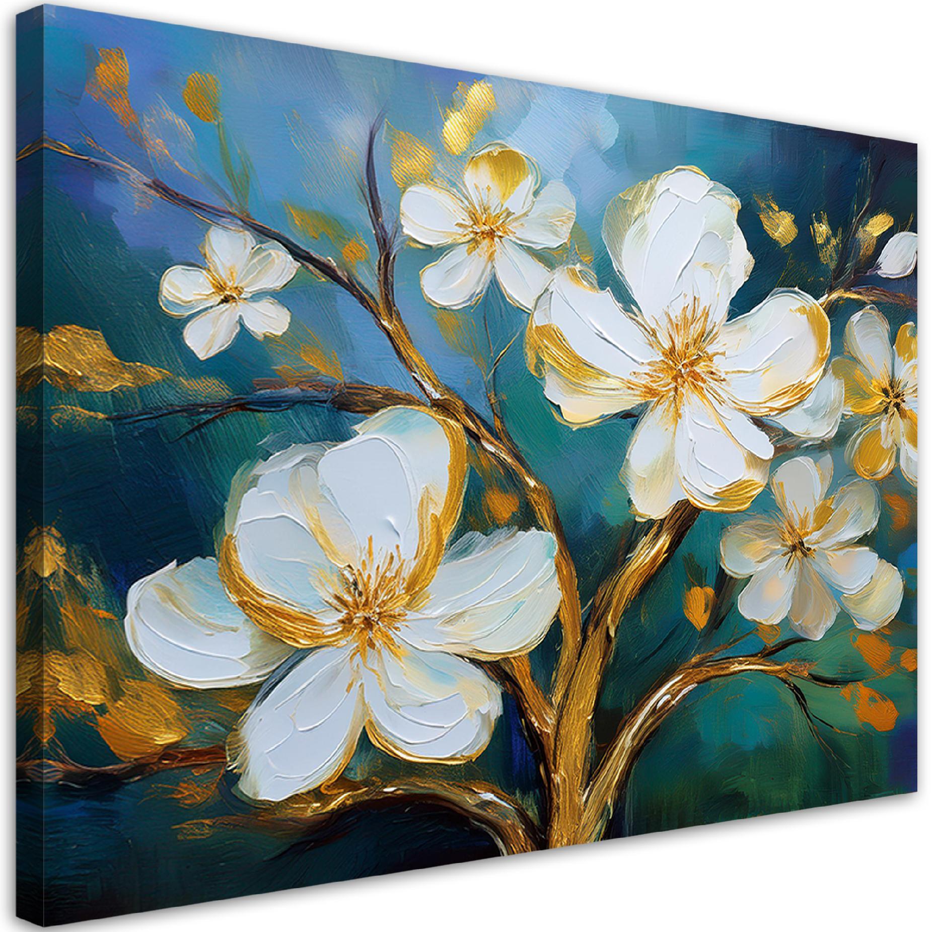 Obraz na płótnie, Kwitnący Kwiat Magnolia Malowany 100x70