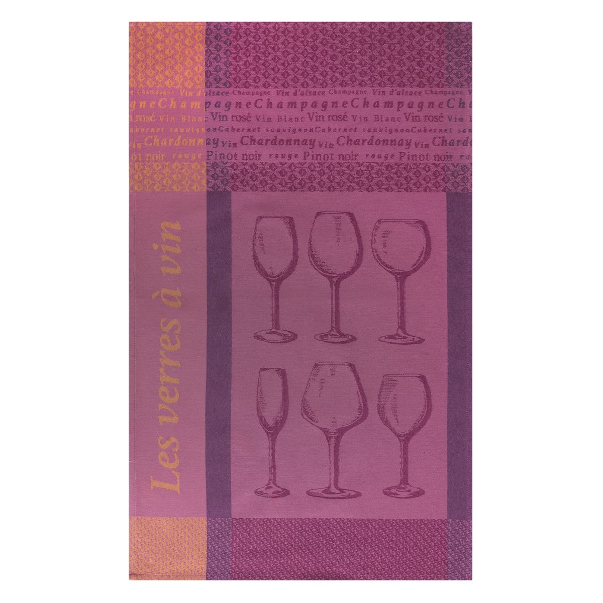 Torchon Déco Thème Vin 'Route Des Vins' - Jacquard Coton Gris 48x70 Cm - Idée Cadeau Originale Pour Amateurs De Vin