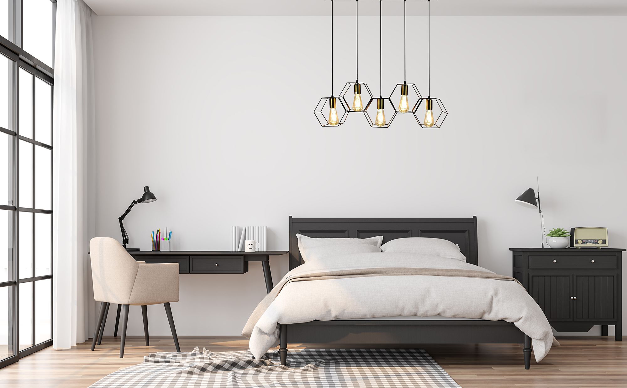Lampa Sufitowa Wisząca Toolight App1133-5Cp Czarny Złoty - 5