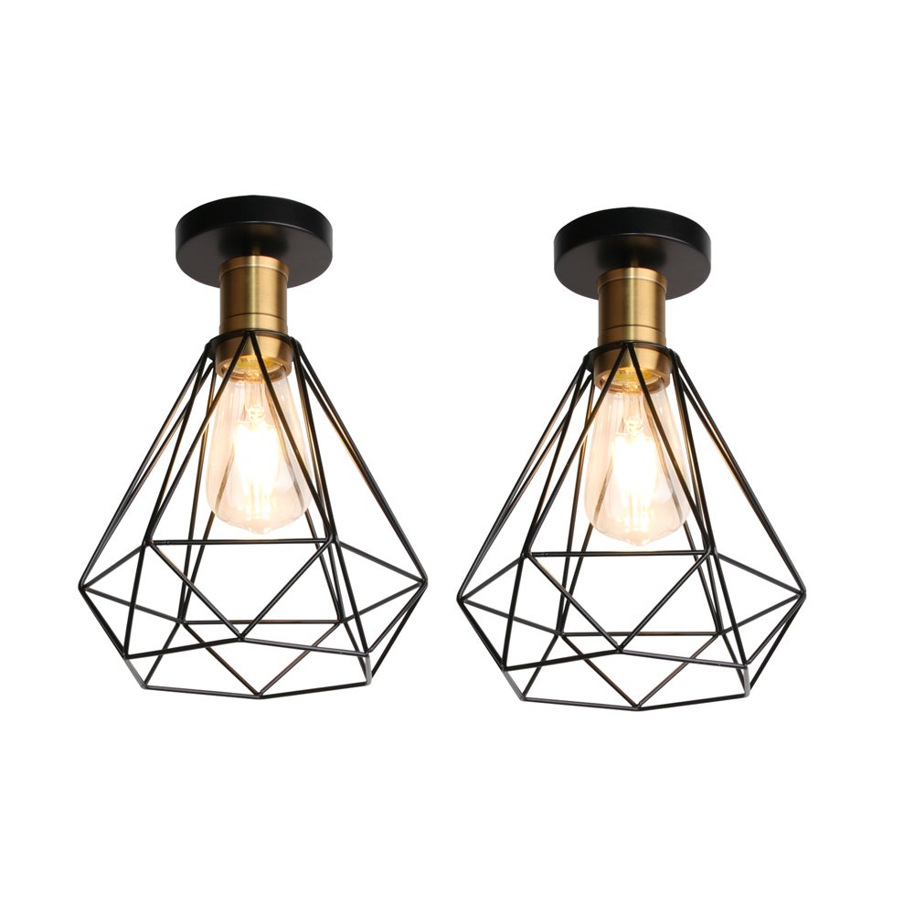 Pack x2 Nero Lampada a Sospensione Industriale Geometrica E27