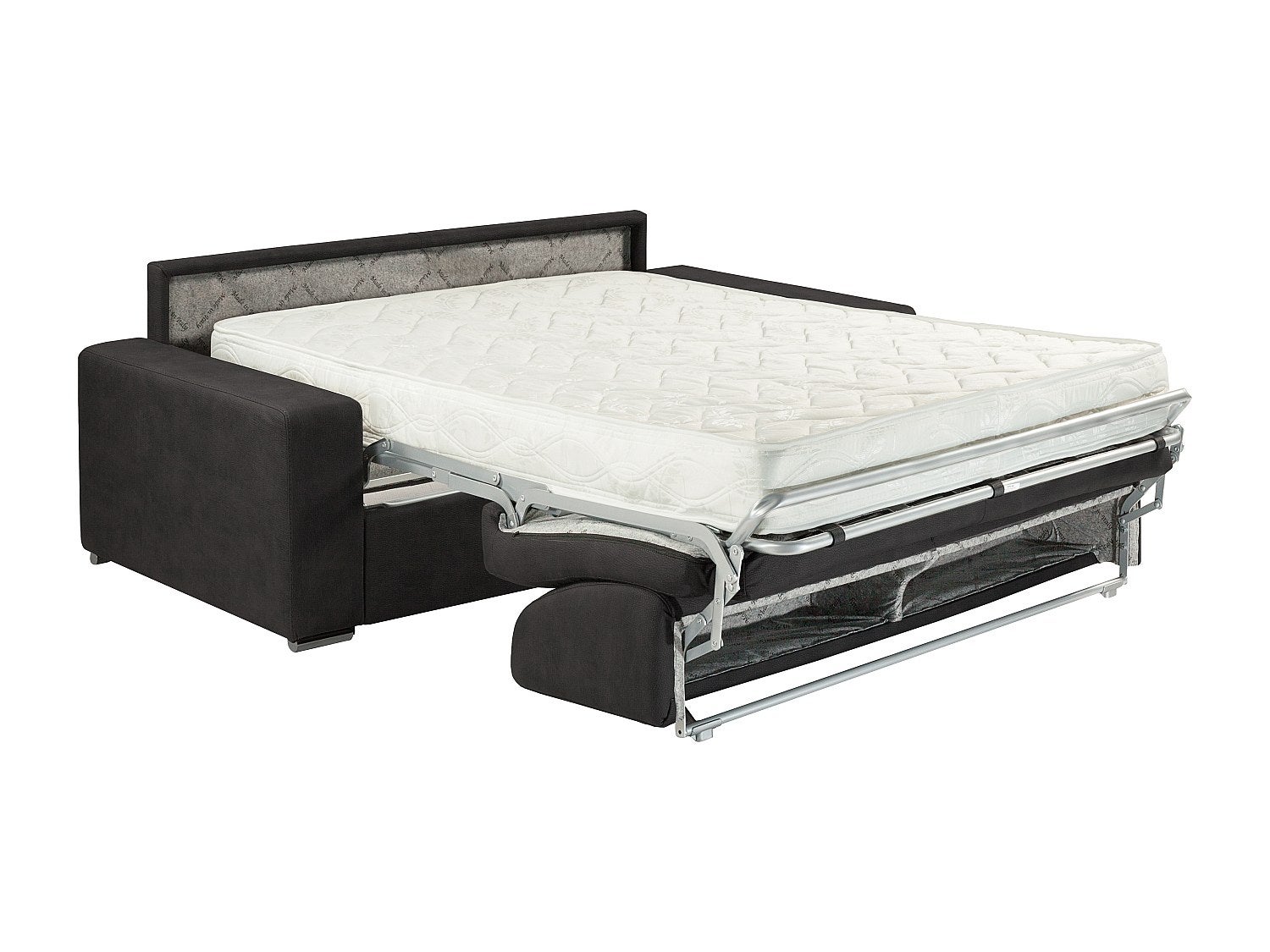 Canapé 3 places convertible express en tissu EMIR - Anthracite - Couchage à lattes larges 140 cm - Matelas 18 cm - 3