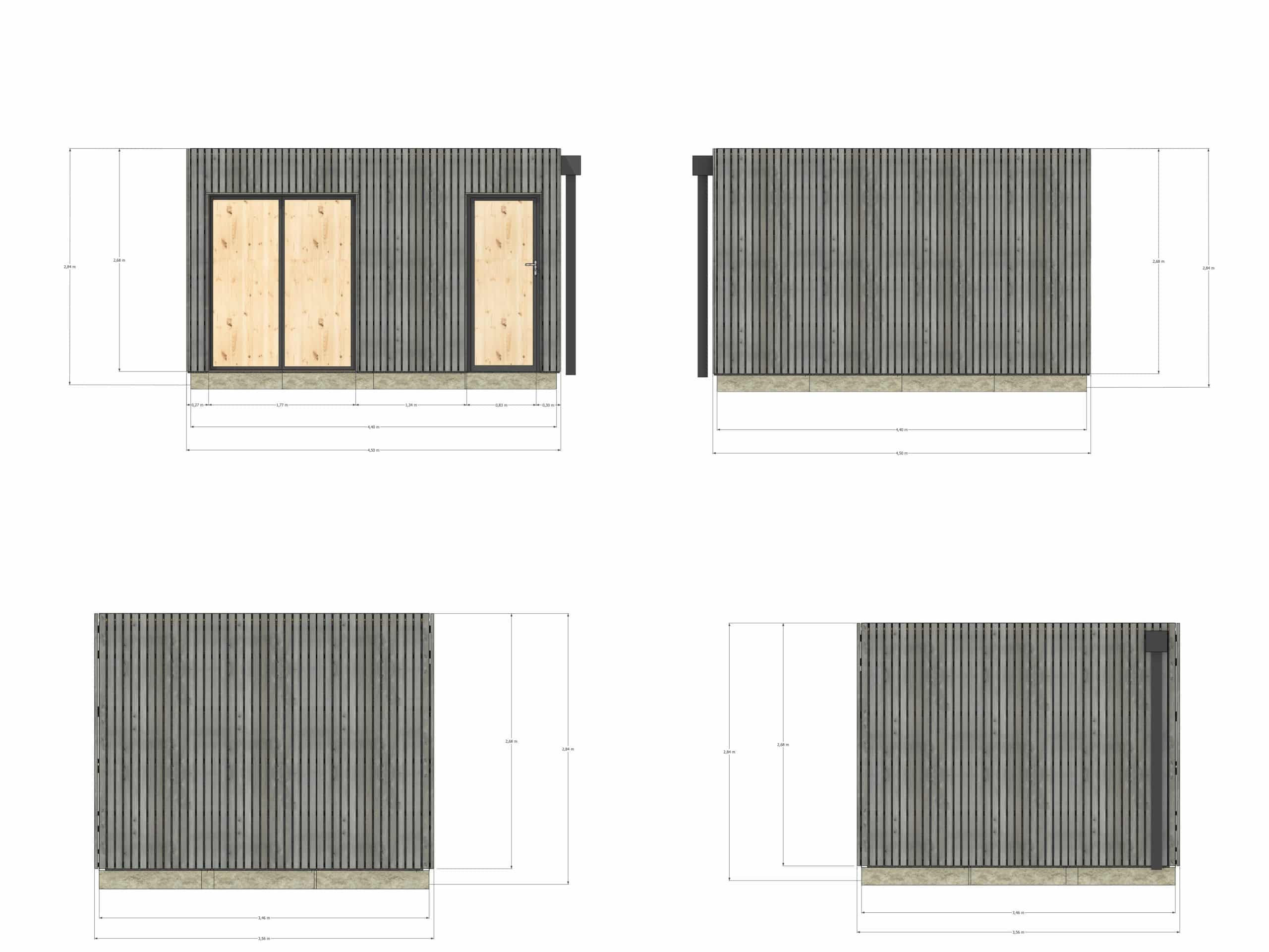 Studio de jardin sans permis en bois 4,4 x 3,5 x 2,7 m / menuiseries alu k-line - 4