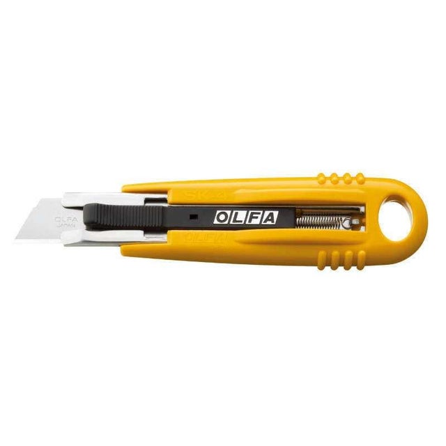 Cutter en plastique Olfa avec lame rétractable de 18 mm de large, adapté aux gauchers
