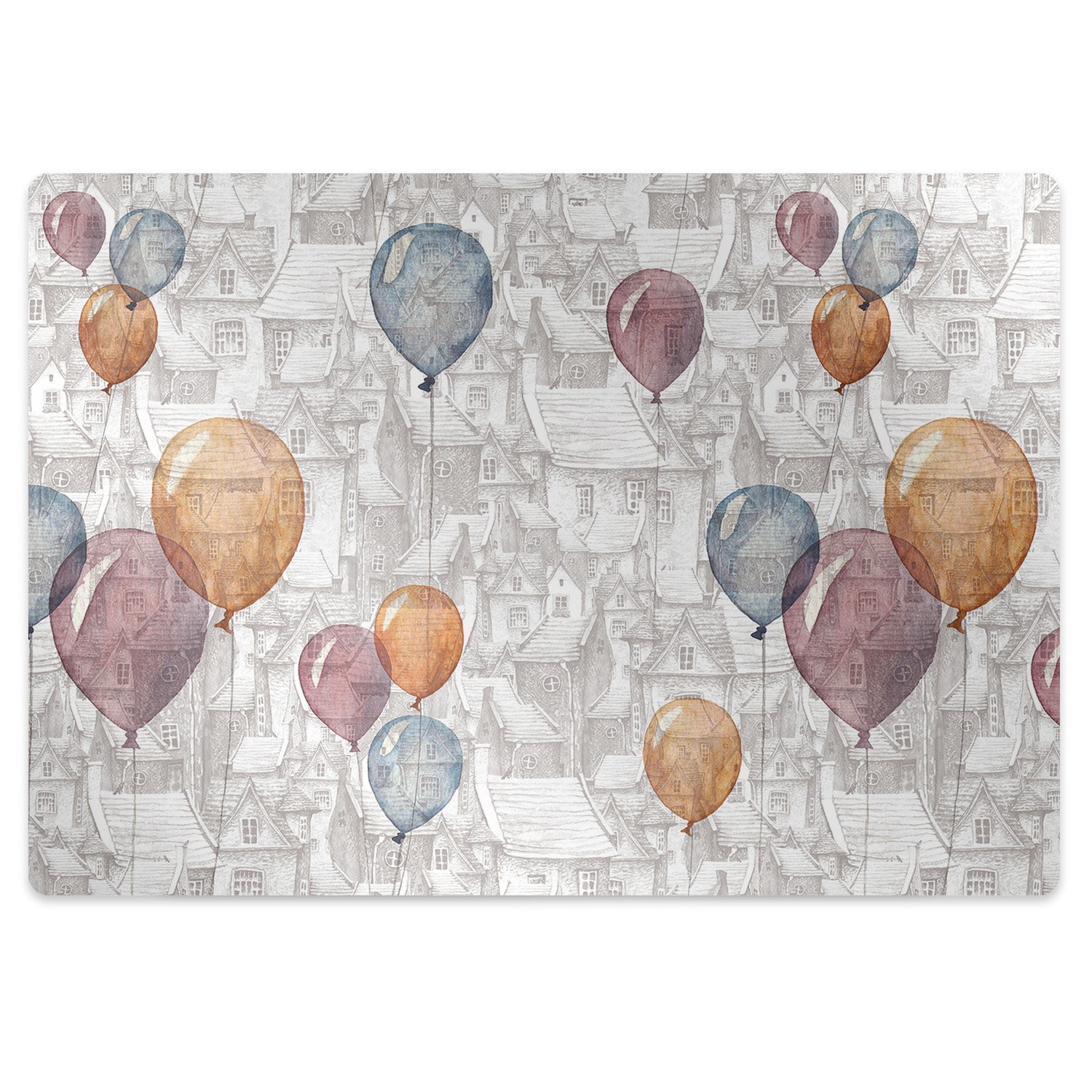 Mata pod biurko, Balony i domy 100x70 cm minimalistyczna – Tulup - 2